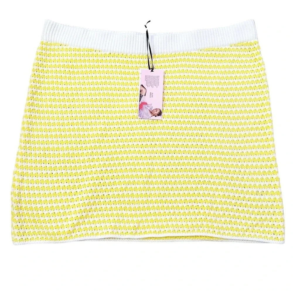 NWT Future Collective Alani Noelle• Womens Crochet Checkered Mini Skirt size XXL - Picture 3 of 11